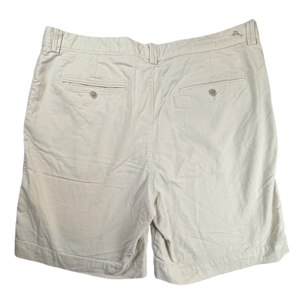 Tommy Bahama Boracay Shorts Mens 38 Beige Cotton Tencel Blend Flat Front Casual